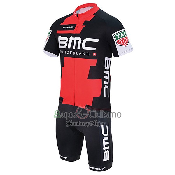 Bmc Ropa Ciclismo Culotte Corto 2017 Mangas Cortas Rojo y Negro
